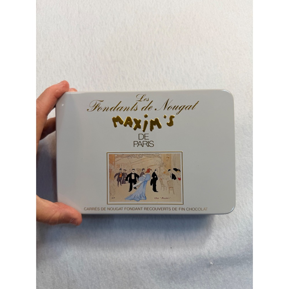 Maxims de Paris Les Fondants de Nougat Vintage Collectible Tin SEM Illustration